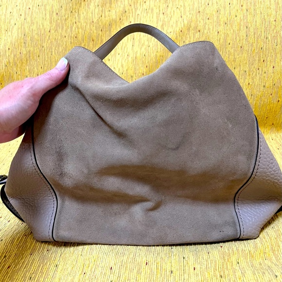 Coach Handbags - COACH EDIE LARGE SUEDE & PEBBLED LEATHER 3 COMPARTMENT DUFFLE SHOULDER BAG. UGC.